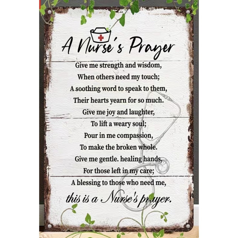 Nurse's Prayer Tin Metal Signs Home Décor 8x12 Graduation Gift Nurses Day New